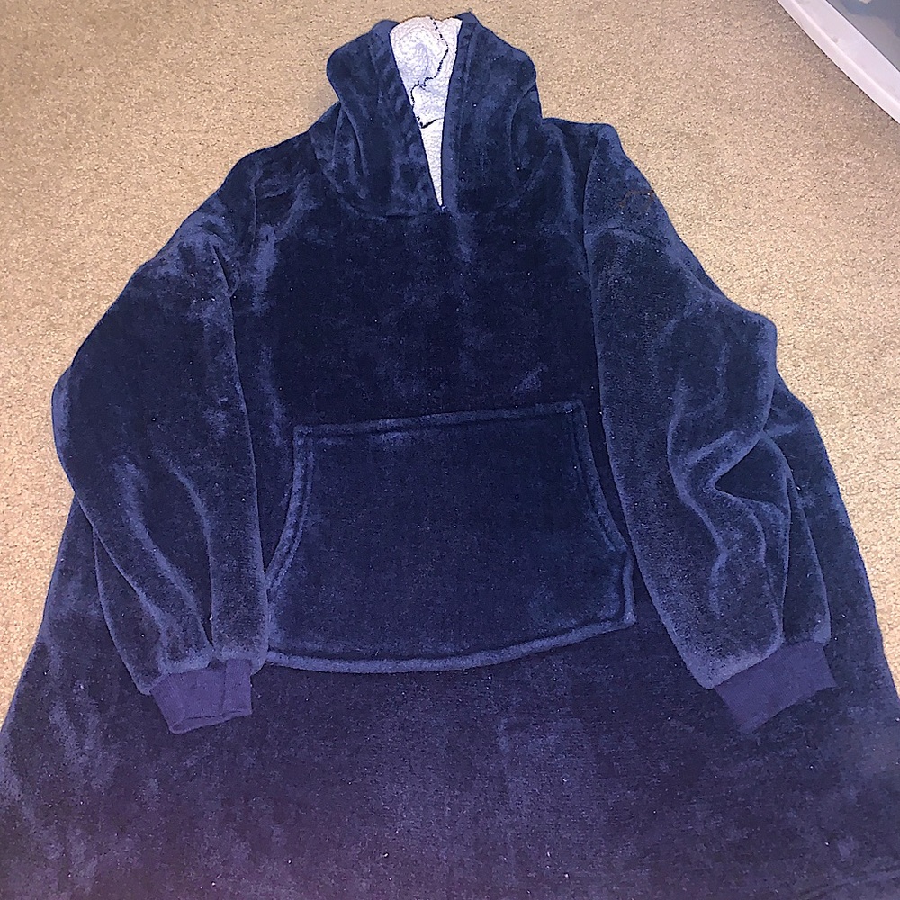 Amazon, Large, blue, very oversized hooded sleep sweatshirt